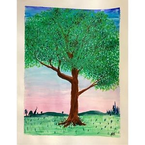 Tree at Sunset- Original Artwork- 11 x14
